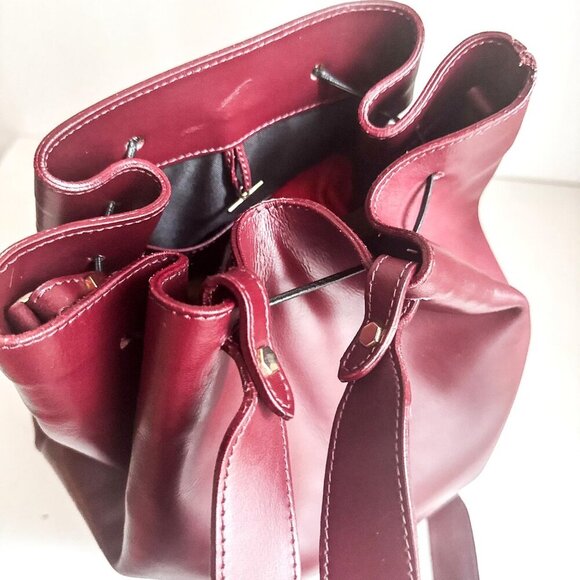 Alberta Di Canio Leather Burgundy Wine Medium Backpack - Picture 7 of 8